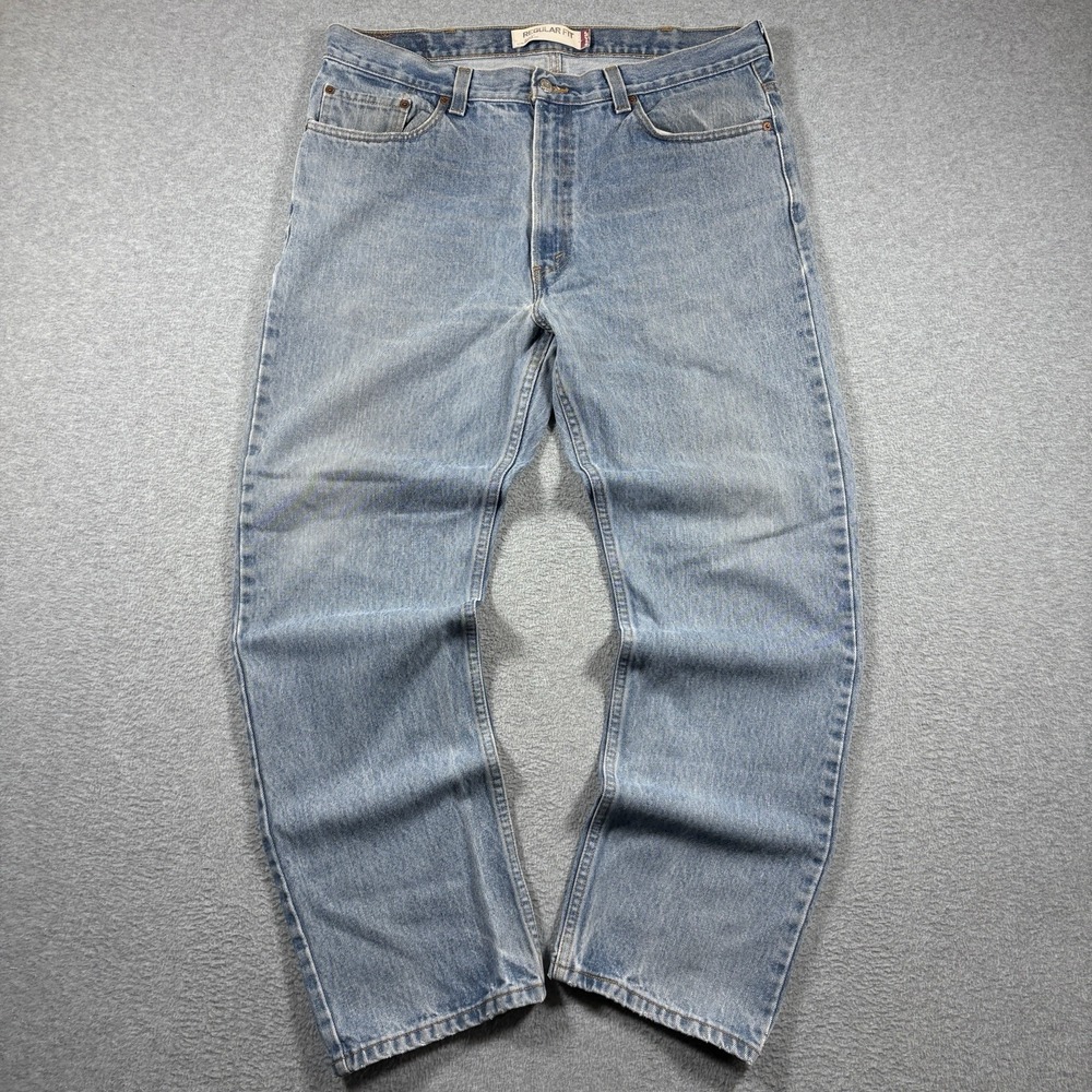 Vintage Levis 505 Jeans Mens 38x32 Blue Pockets Regular Fit Denim Light Wash Y2K